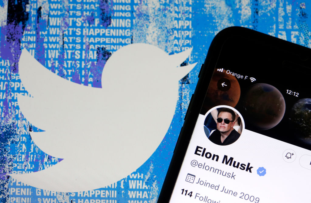 Graphic with imagery of Elon Musk and Twitter