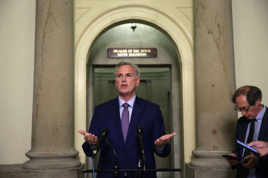 House Speaker Kevin McCarthy discussing the debt ceiling at the U.S. Capitol