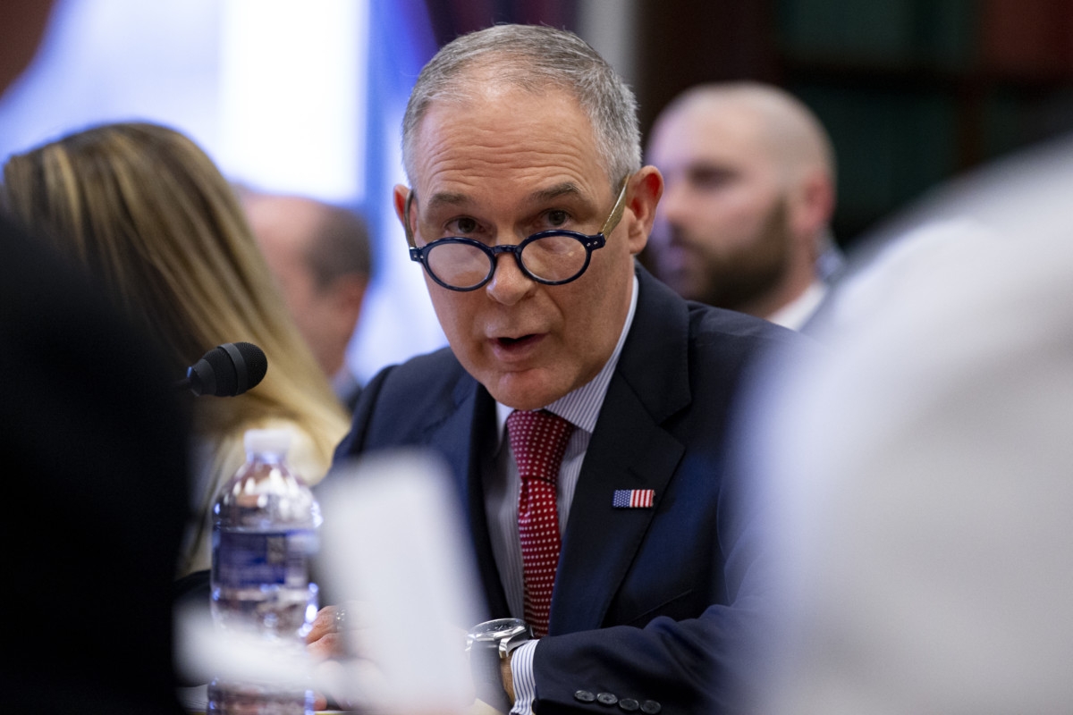 Photograph of EPA Administrator Scott Pruitt testifying before the House Appropriations subcommittee