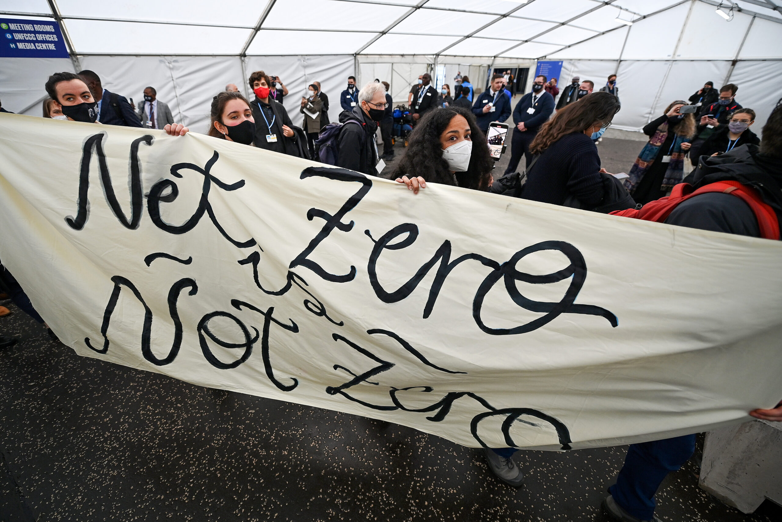 People protesting gas and oil companies' emissions