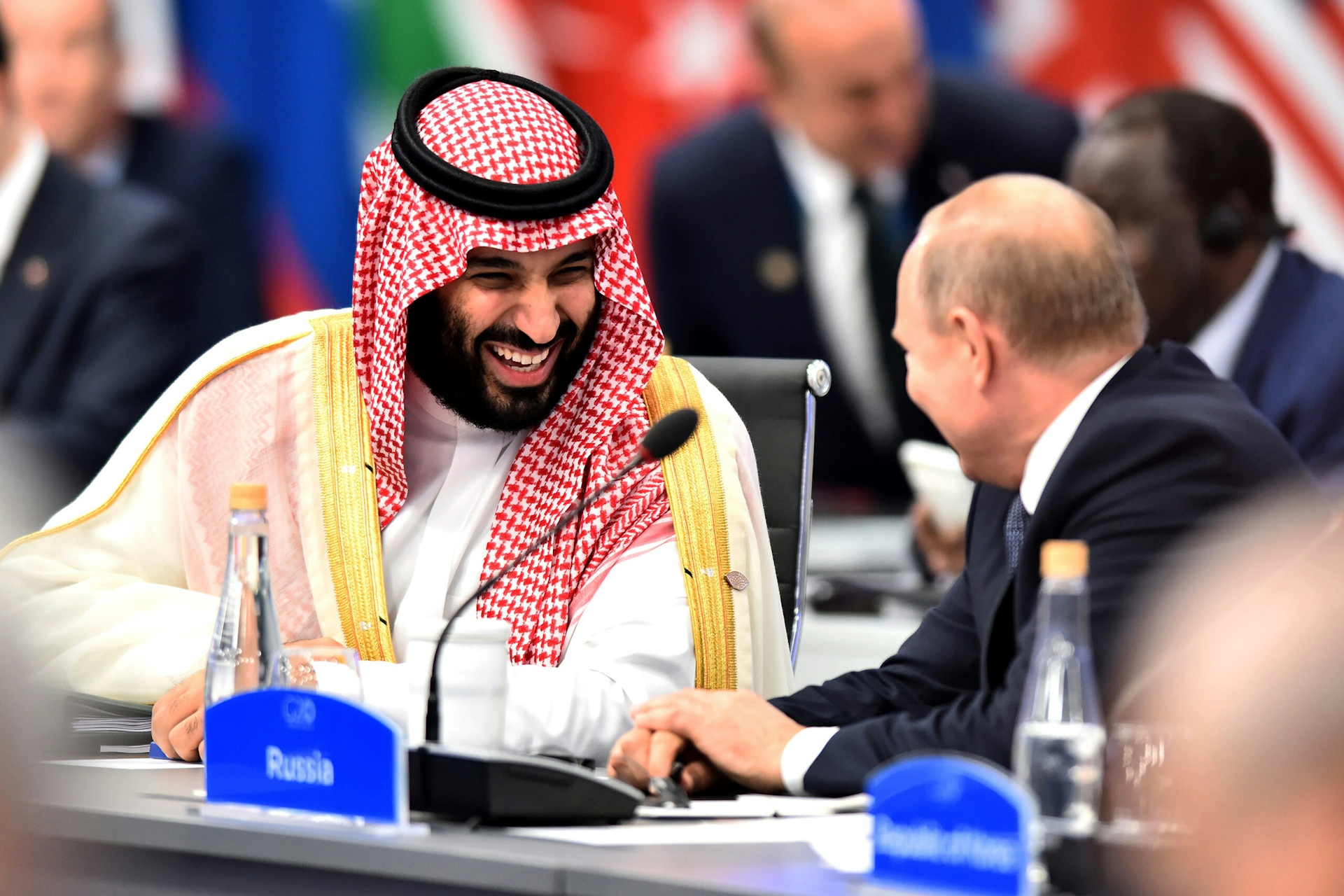 Image of Saudi Crown Prince Prince Mohammed bin Salman with Russian President Vladimir Putin