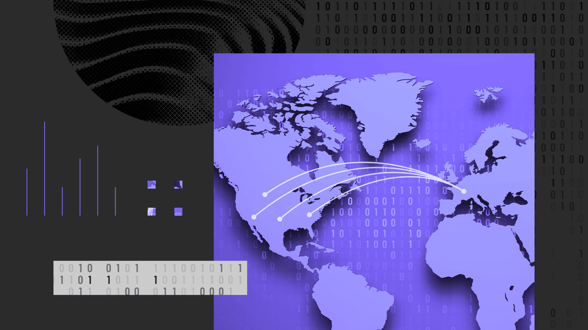 Graphic conveying the trans-Atlantic data privacy framework between the U.S. and E.U.