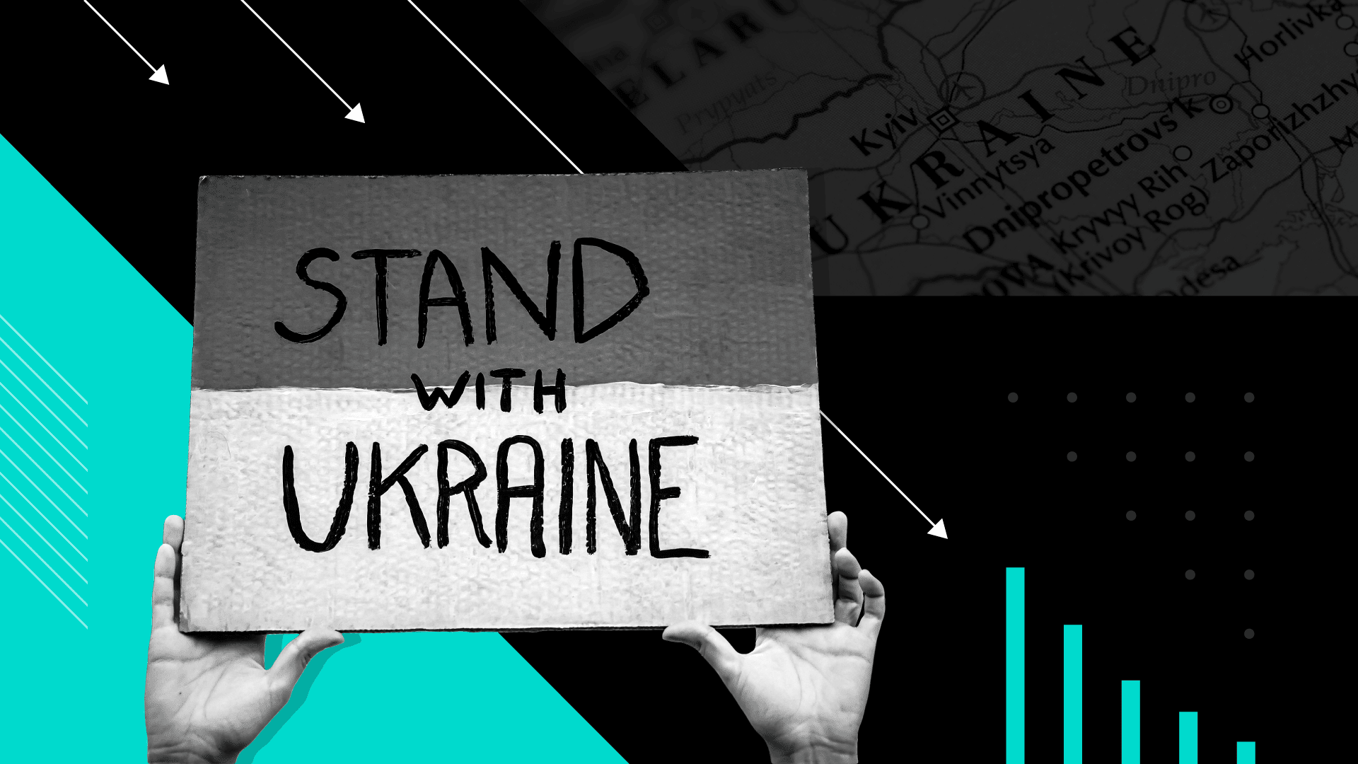 Graphic of sign reading Stand with Ukraine