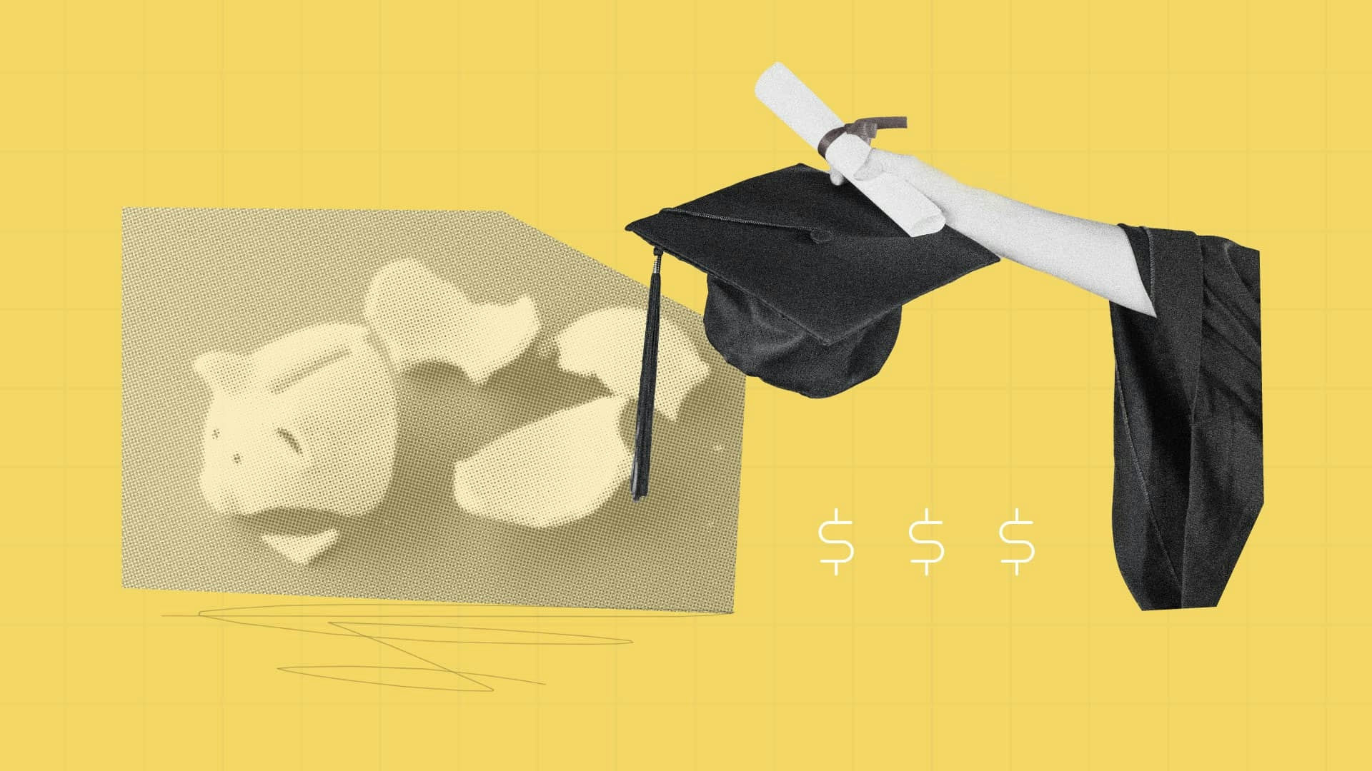 Graphic conveying cost of higher education