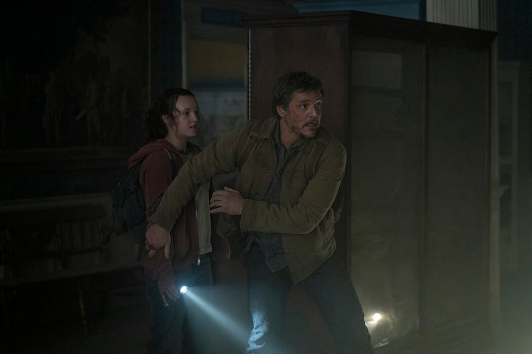 Image of Bella Ramsey and Pedro Pascal as Ellie and Joel in HBO's "The Last of Us"