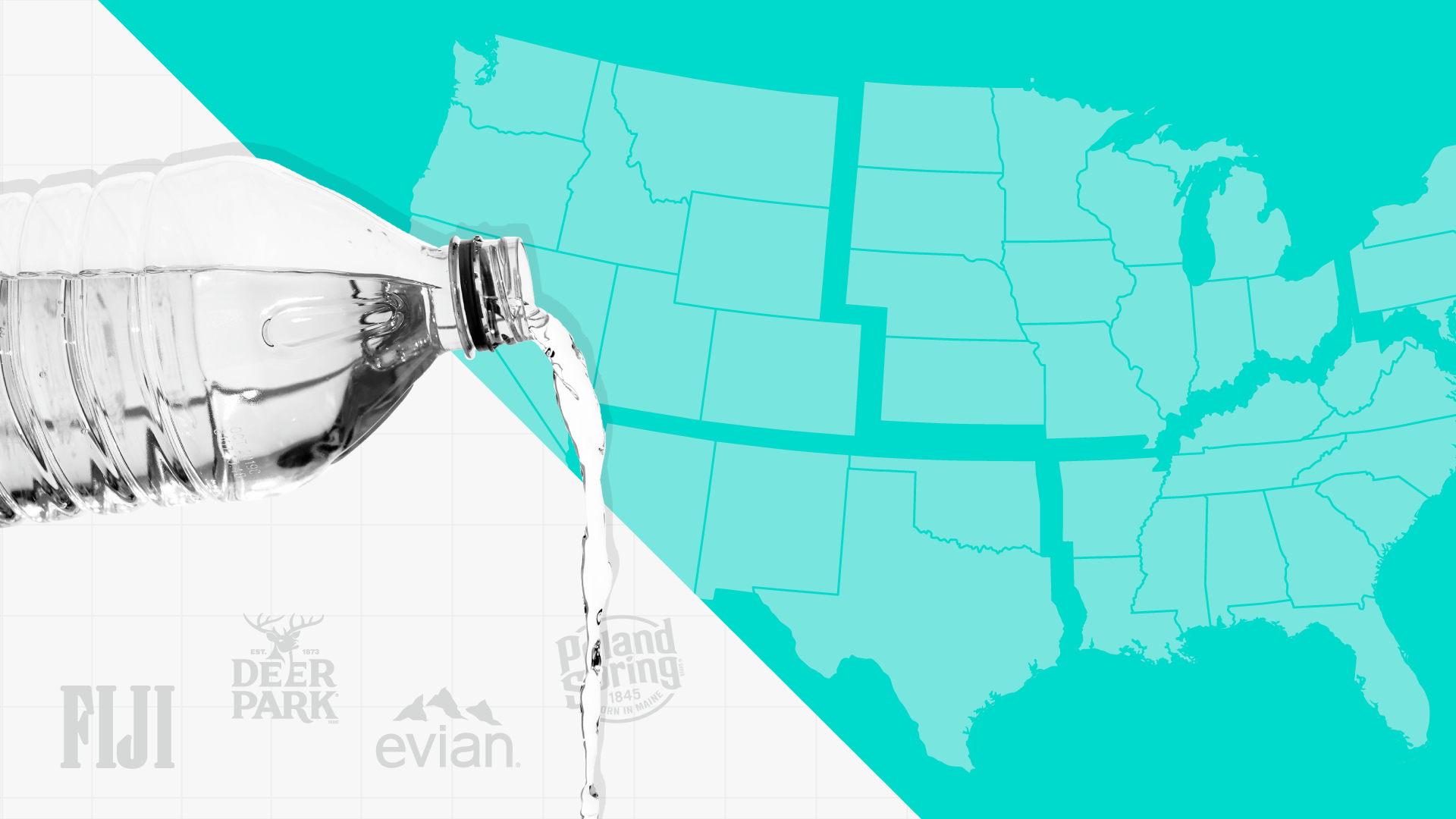 Graphic conveying water bottle brands' popularity in the United States