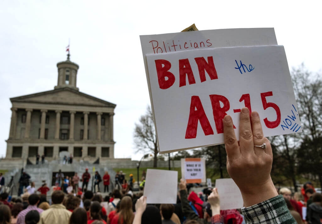 Image of students at the Tennessee State Capitol requesting gun reform laws after the shooting at The Covenant School in Nashville