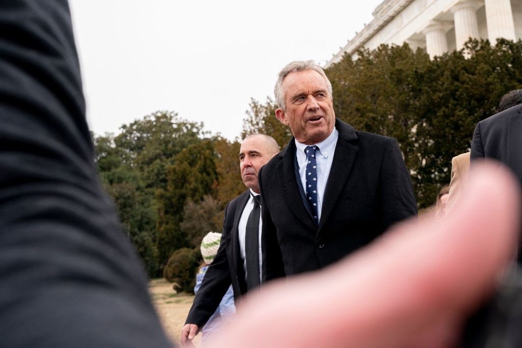 Image of Robert F. Kennedy Jr. after speaking at an anti-vaccine rally.