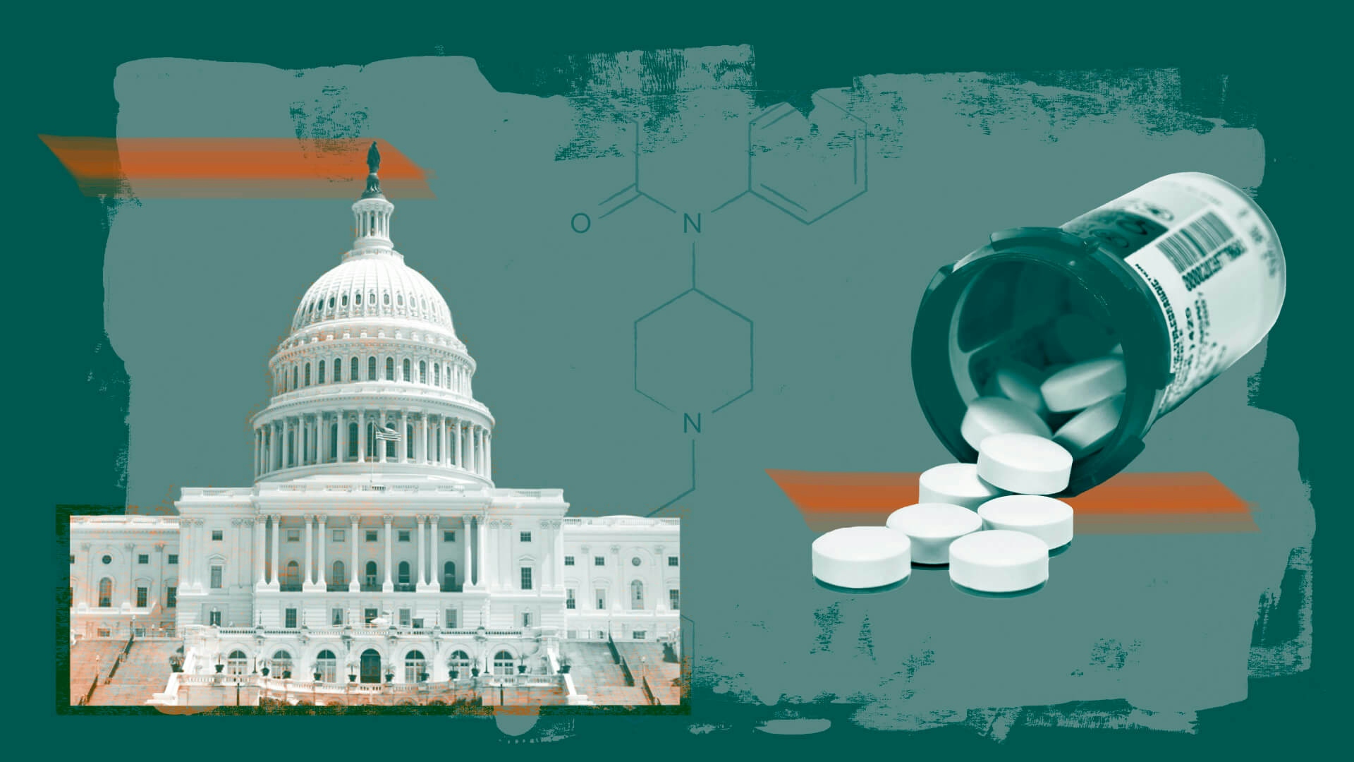 Graphic featuring a pill bottle and the U.S. Capitol