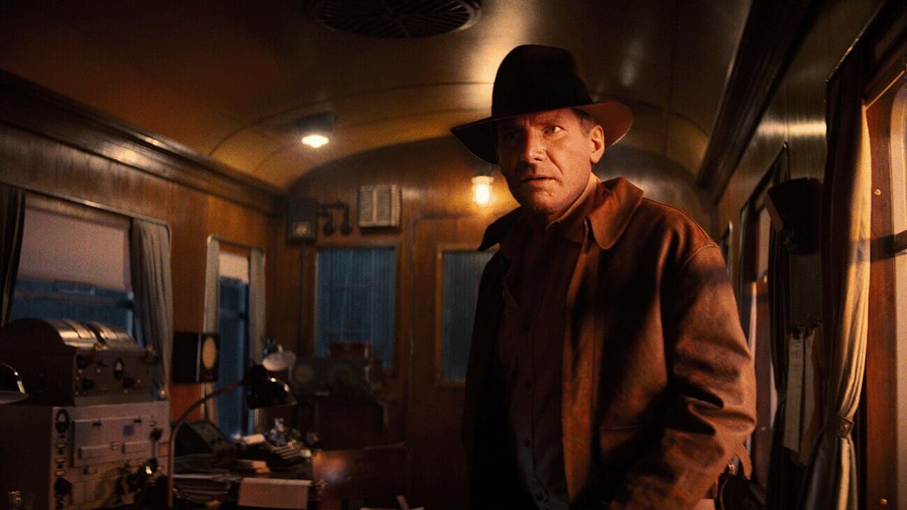 Image of Harrison Ford in a scene from “Indiana Jones and the Dial of Destiny.”