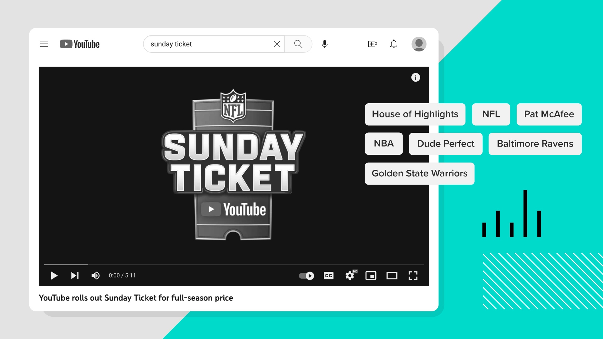 Graphic conveying Youtube Sports