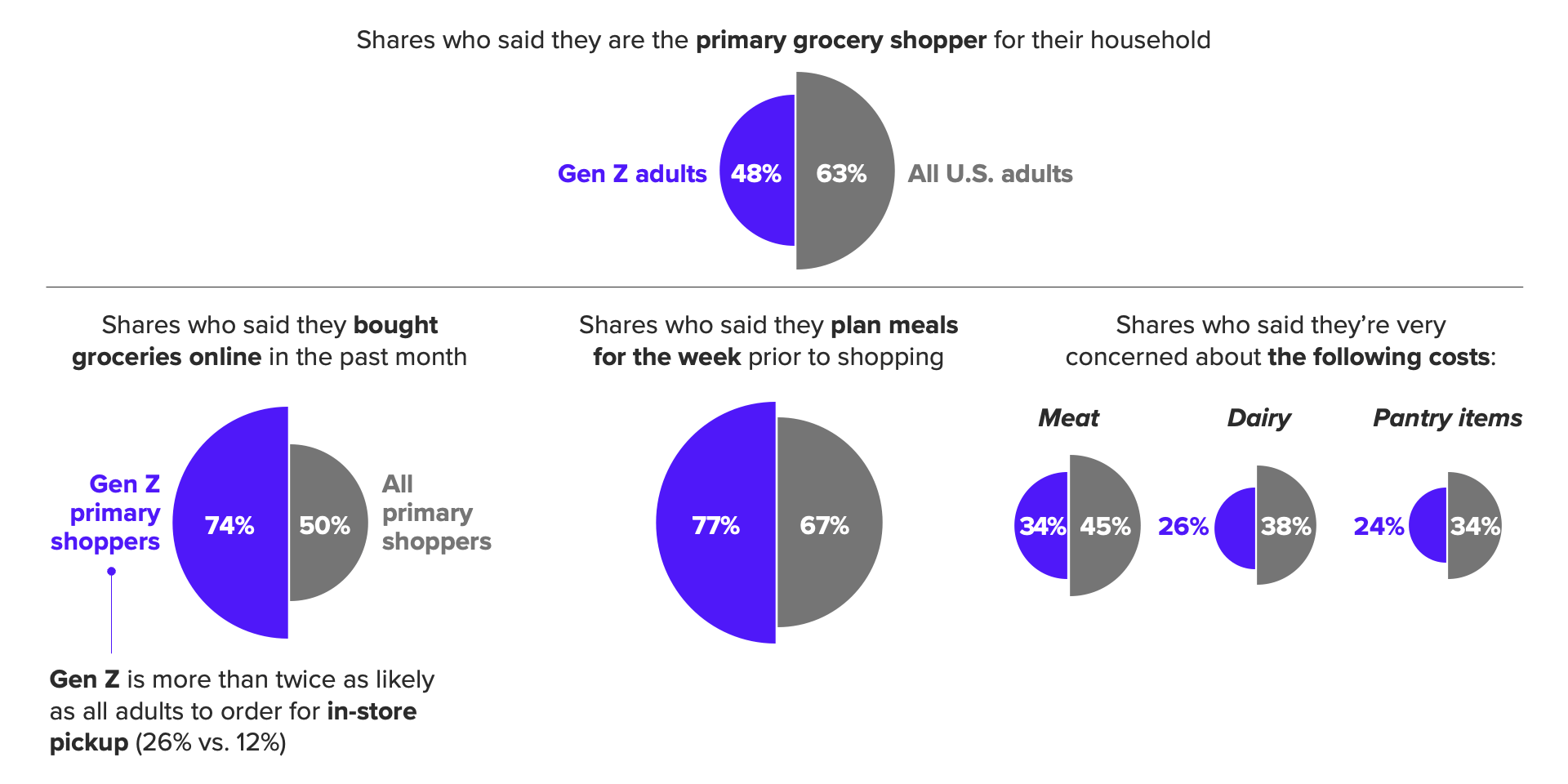 Proportional area chart conveying the Gen Z primary grocery shopper.
